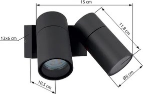 Globo 3209-1 Kültéri fali lámpa, alumínium antracit matt, műanyag fekete matt, tiszta üveg, forgatható/elforgatható, IP44, SzxM: 95x118mm, Mélység: 105mm, 1x GU10 35W 230V izzó nélkül