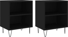 vidaXL 2 db fekete szerelt fa éjjeliszekrény 40x30x50 cm