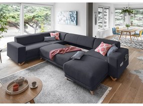 Antracitszürke kinyitható-tárolóhelyes sarokkanapé (bal oldali-U alakú) Classy Sophie – Miuform