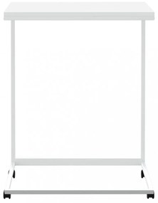 fehér szerelt fa kisasztal kerekekkel 55x35x70 cm