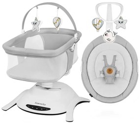 Lionelo - 2 az 1-ben baba ringató zenével BELLA Grey Concrete + távirányító