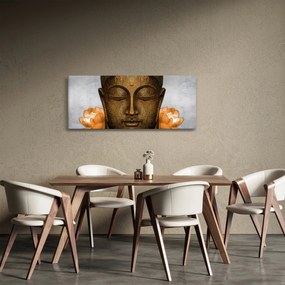 Egy szobor képe egy arc részletével (120x50 cm)