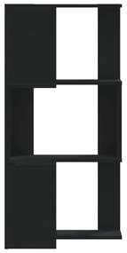 3 szintes fekete szerelt fa sarok könyvespolc 50 x 50 x 102 cm