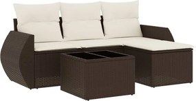 vidaXL 5 részes barna polyrattan kerti ülőgarnitúra párnával