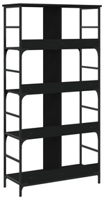 fekete szerelt fa könyvespolc 78,5 x 33 x 153 cm