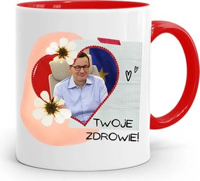 Piros Politikus Bögre Mateusz Morawiecki Miniszterelnök fényképes nyomtatással