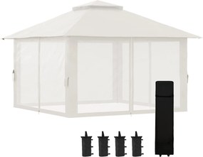 Outsunny 4x4m Stabil Télen is Használható Pop-up Kerti Szaletli Dupla Tetővel, UV Védelemmel 50+, 4 Oldalfalas Party Sátor Kerti Sátor Homokzsákokkal