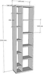 Polcos tároló könyvespolc 38x35x155cm fehér KH13-1