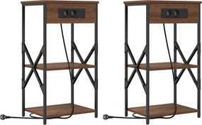 vidaXL Éjjeliszekrény 2 pcs Barna Tölgy 41 x 31 x 76 cm Faanyag