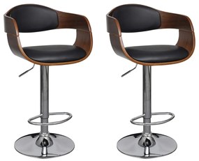 3052716 Bar Stools 2 pcs Black Bent Wood and Faux Leather (2x241053)