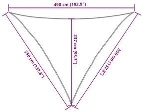 világoszöld HDPE napvitorla 160 g/m² 3,5 x 3,5 x 4,9 m