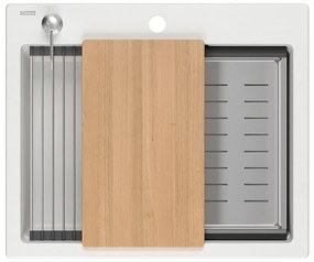 gránit mosogató KURT 110 WORKSTATION White