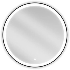 Mexen Esso fürdőszobai tükör, kerek, megvilágított, 80 cm, LED 6000K, páramentes, fekete keret - 9825-080-080-611-70