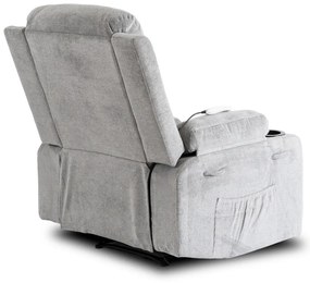 Elektromosan Vezérelhető Masszázsfunkciós Relaxfotel Szürke Szövet Kárpittal. BOX 2