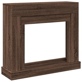 barna tölgy színű szerelt fa kandallóburkolat 100x30x87,5 cm