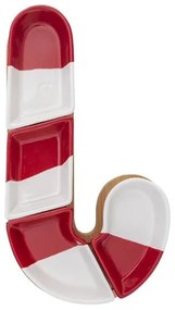 Karácsonyi nyalóka alakú porcelán kínáló bambusz aljjal