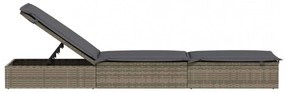 1 db szürke polyrattan napozóágy párnával 201 x 55 x 62 cm