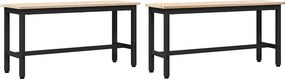 vidaXL Étkező padok 2 pcs Természetes 100 x 32,5 x 49 cm Tömör fenyőfa