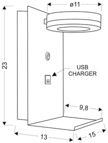 LED fali lámpa töltővel COMPACT LED / 4W / 230V