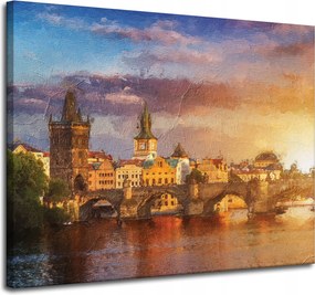 Vászonkép Olajfestmény Város Stílus Művészet Építészet 100x80 cm