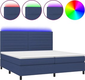 vidaXL kék szövet rugós és LED-es ágy matraccal 200 x 200 cm