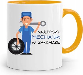 Sárga Bögre A Szerelőnek A Legjobb Az Üzemben, fényképes nyomtatással