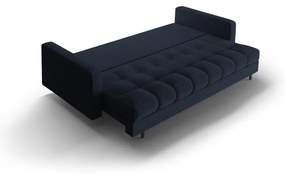 Sötétkék buklé kinyitható tárolóhelyes kanapé 222 cm Bali – Cosmopolitan Design