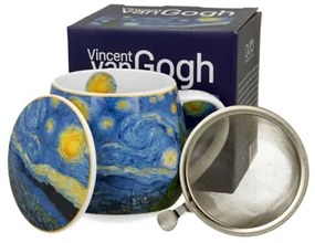 Porcelánbögre tetővel,fémszűrővel,430ml dobozban Van Gogh: Csillagos éj