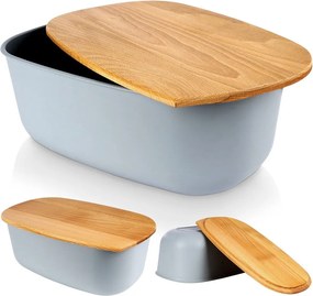 Modern Kenyértartó Szürke Fedél Deszka Bambusz Kenyértartó