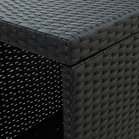 5 darabos fekete polyrattan kerti bárszett párnákkal