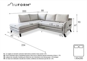 Charming Charlie L türkiz kinyitható sarokkanapé, bal oldali - Miuform