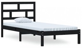 fekete tömör fenyőfa ágykeret 100 x 200 cm