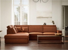 Rézszínű zsenília sarokkanapé (bal oldali-L alakú) Kirou – Maison de Rêve