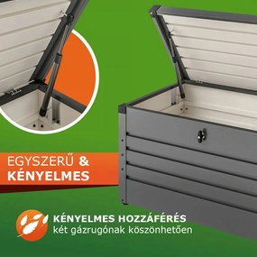 METALBOX fém tárolódoboz, 385L, 120×62×63cm, antracit Gardebruk