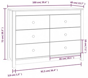 fehér tömör fenyőfa kisszekrény 100 x 40 x 72 cm