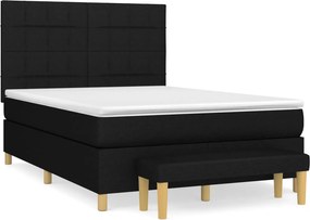 vidaXL fekete szövet rugós ágy matraccal 140 x 200 cm