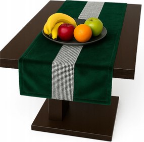 Asztalterítő Velúr Cirkóniákkal 40x140 üveg dekorációs zöld