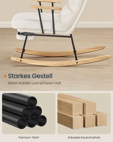 Hintaszék, Plüss szövettel, 4 fokozatban állítható, krémfehér