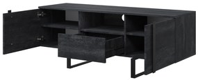 Verica 150 cm-es TV-szekrény nyitott polccal - szénfekete / fekete lábak