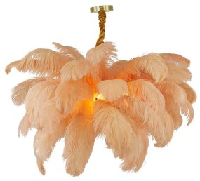 Narancssárga-aranyszínű függőlámpa toll búrával ø 80 cm Feather – Light &amp; Living