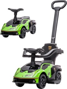 AIYAPLAY Ride-on autó tolókarral, 2 az 1-ben Ride-on jármű kormánykerékkel, kürttel, lábtartóval, üléstárolóval, zöld