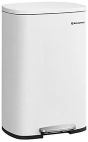 Konyhai pedálos kuka, 50L szemetes kuka, műanyag belső vödörrel, csukható fedéllel, puha záródással, szagálló és higiénikus, fehér