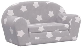 2 személyes világosszürke csillagmintás plüss gyerek kanapéágy