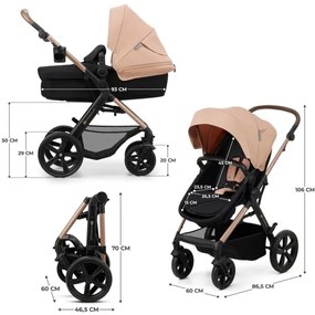 KINDERKRAFT - Kombinált babakocsi 3in1 MOOV 2 Sand bézs + autósülés MINK PRO