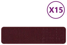 Lépcsőszőnyegek Latex Háttal Bordeaux 20x75 cm