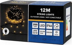 KarĂĄcsonyfa LĂĄmpĂĄk ĂllandĂł FĂ©ny 200 Led 15m FehĂ©r Meleg IP44 KĂŒltĂ©ri