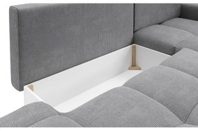 Kihúzható, kárpitozott L-alakú sarokülőgarnitúra ALMADA, jobb oldali, szürke
