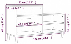 vidaXL szürke sonoma színű szerelt fa cipősszekrény 102x36x60 cm