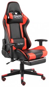 piros PVC forgó gamer szék lábtartóval