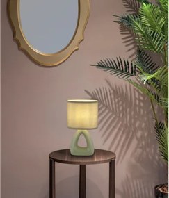 Globo 21731BG Asztali lámpa, kerámia halványzöld, textil halványzöld, kábel PVC fehér, billenőkapcsoló a kábelen, HxSzxM: 170x100x300mm, kábel hossza 1300mm, E14 40W 230V izzó nélkül